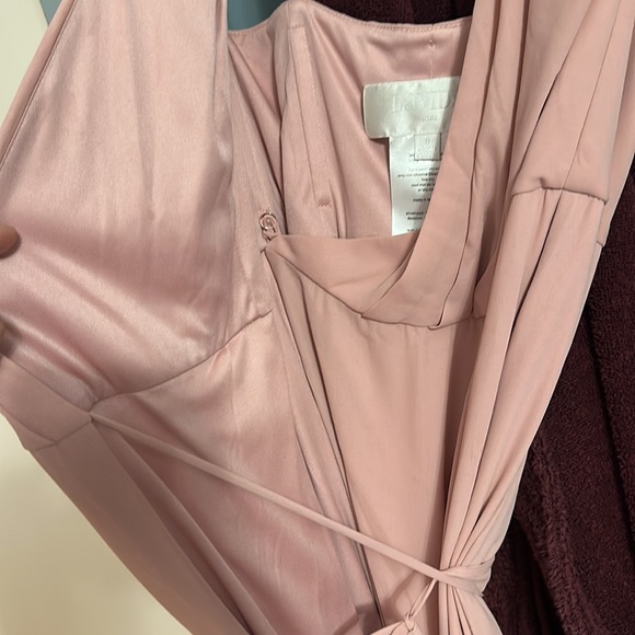 Davids bridal georgette wrap bridesmaid dress in ballet - Picture 4 of 8